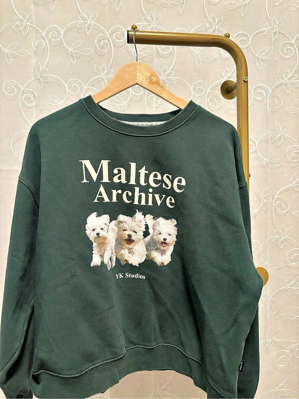 Wai Kei Maltese Archive Oversized Sweatshirt Green & White Size 2
